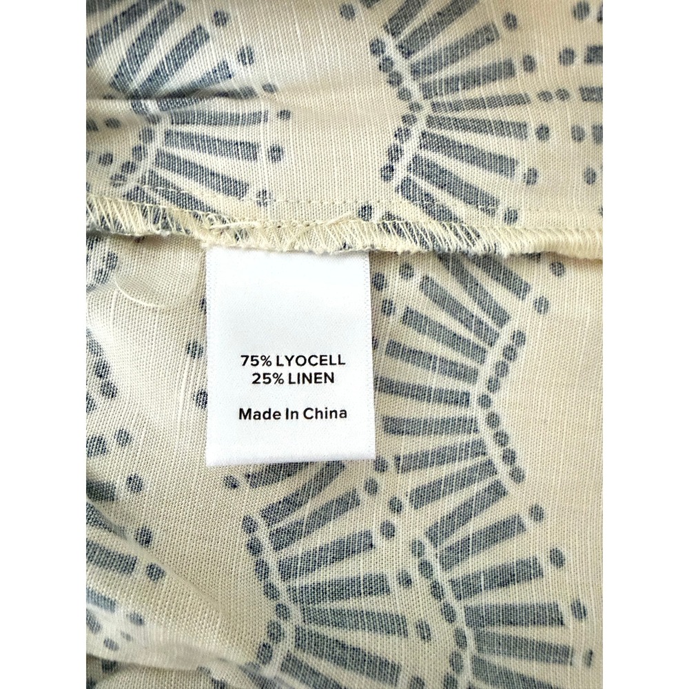 EVEREVE Wyatt Art Deco Fan Print Peplum Top Navy Yellow Size L NWT - Picture 5 of 7